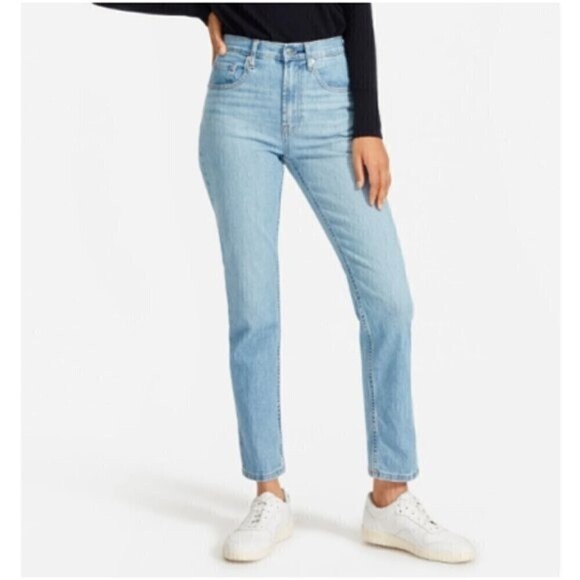 Everlane Cheeky Straight Leg Crop Jeans Sky Blue Size 23 NWT - Picture 1 of 11
